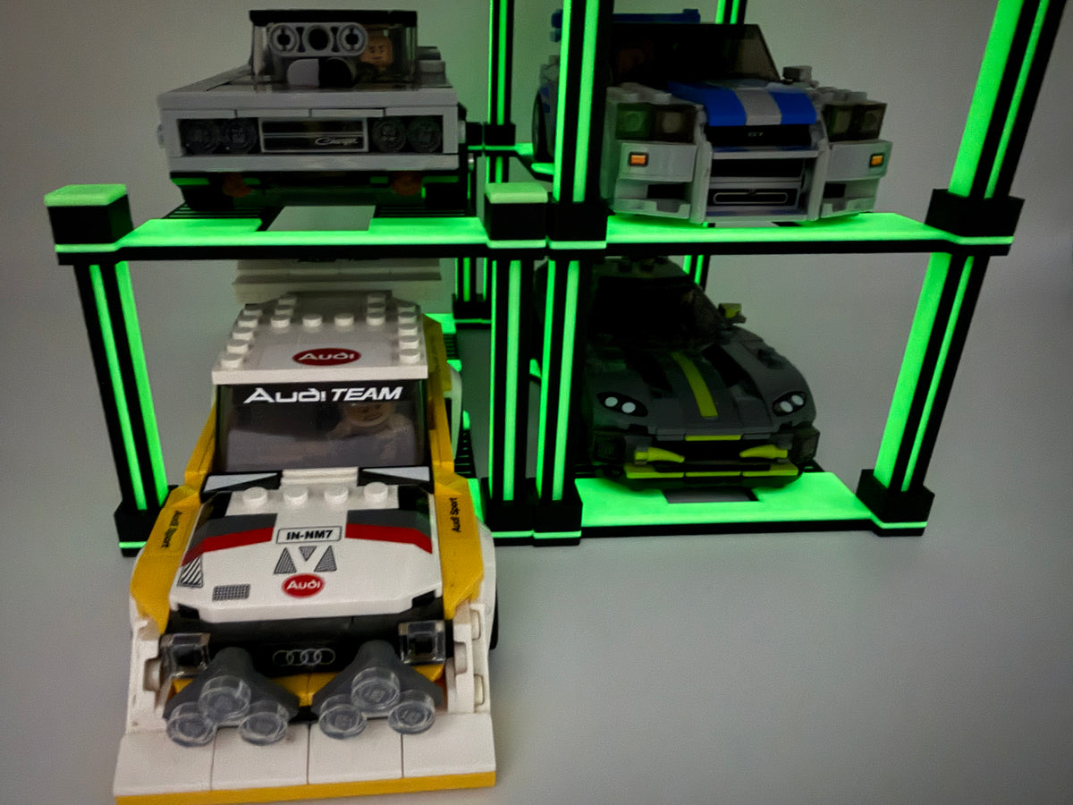 Auto Car Stand Ständer Display - Glow in the Dark - für Lego Speed Champions Stapelbar