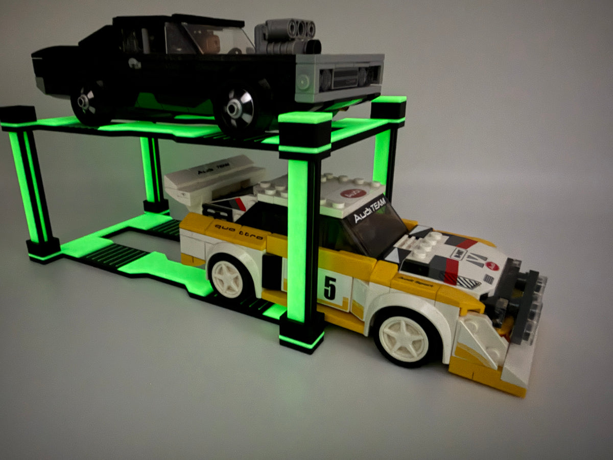 Auto Car Stand Ständer Display - Glow in the Dark - für Lego Speed Champions Stapelbar