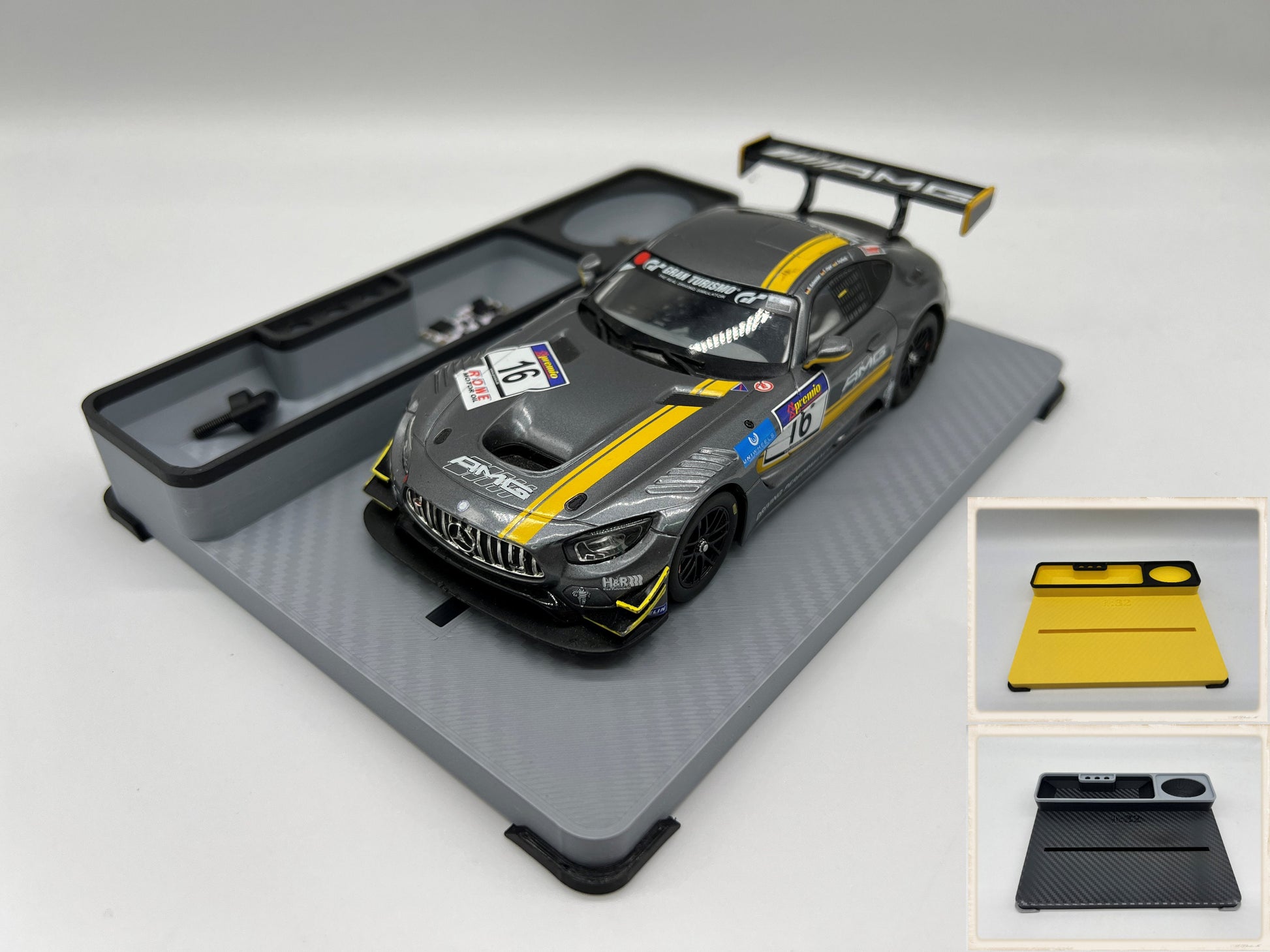 Slotcar Montageplatz für 1:32 Carrera Autos Aufsteller Halter Stand Montageplatte Slot Car Diorama Carrera Digital 132